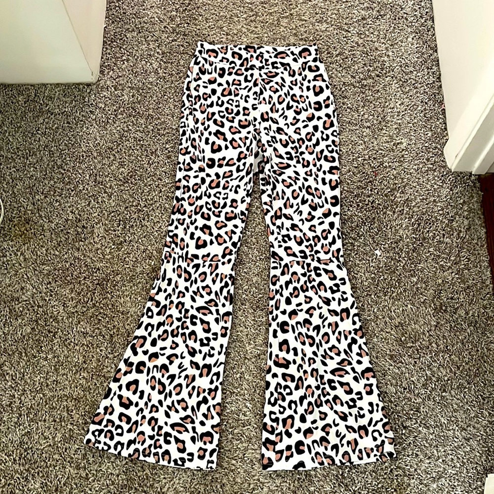 High waist Leopard flare pants